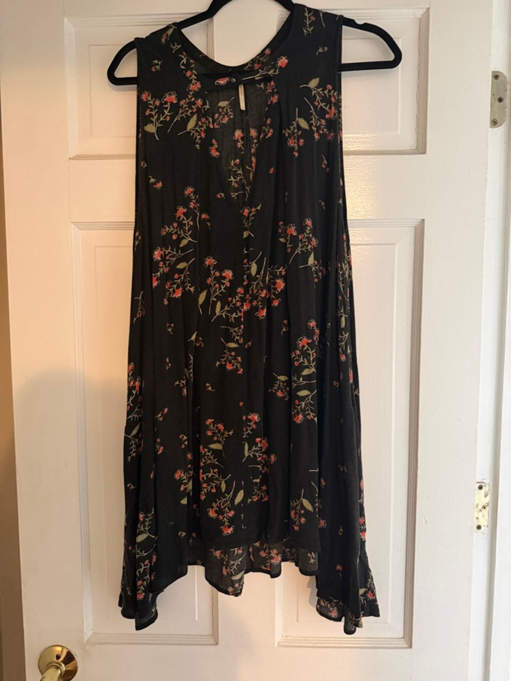 Free People Black Mini Dress with Red Floral Print